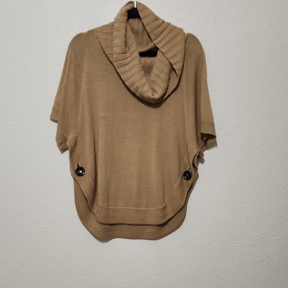 Outback Red Tan Cowl Neck Sweater with Draped Fit